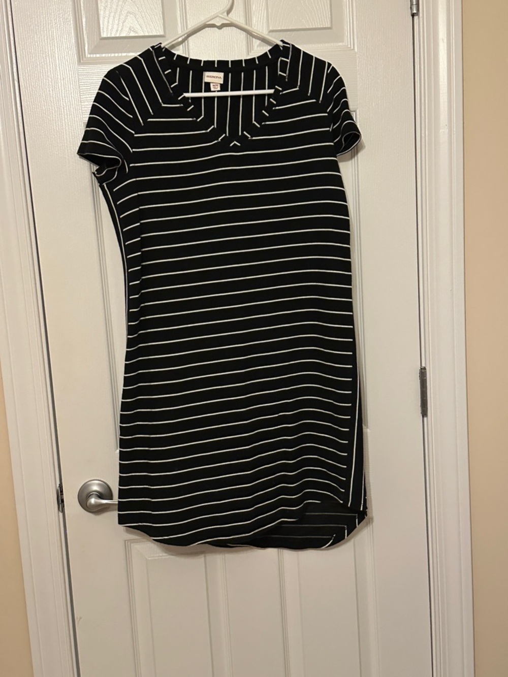 Merona Black and White Vertical Stripe Top